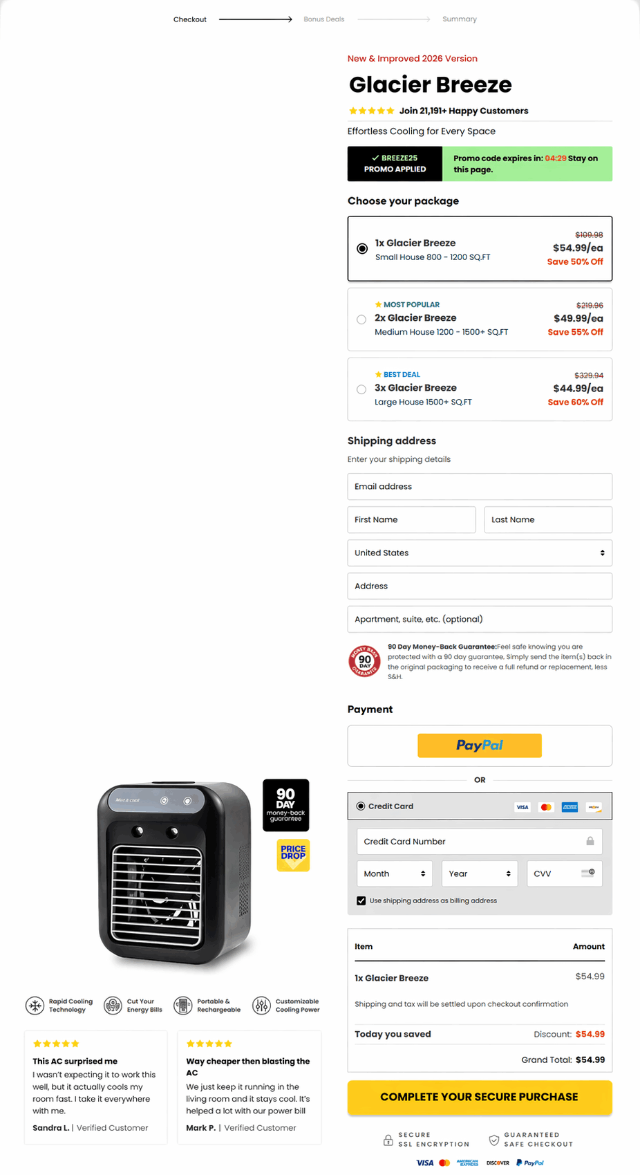 glacier breeze order now